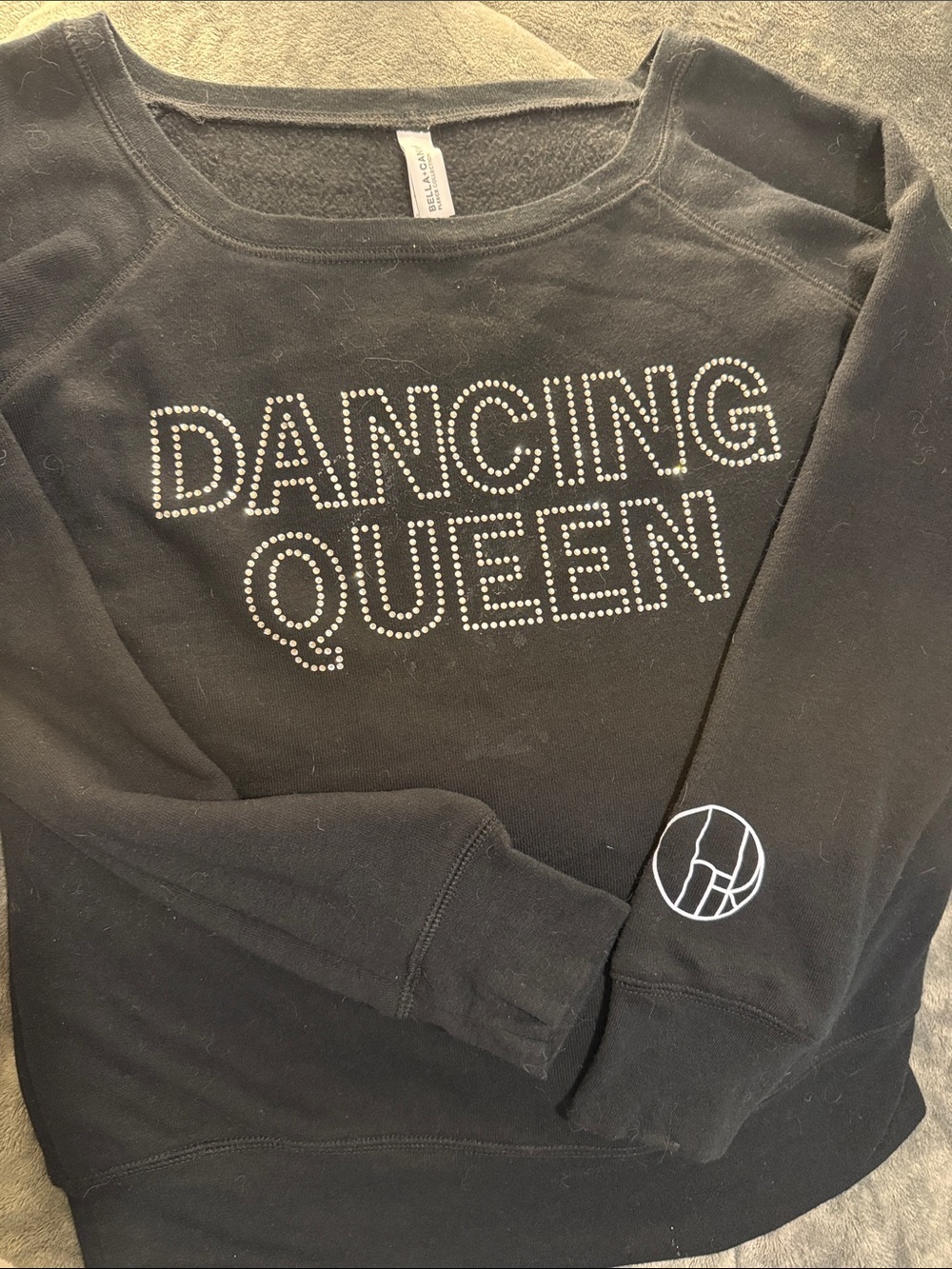 Dancing Queen Rhinestone Crewneck Sweatshirt - Black
